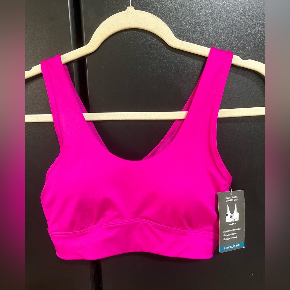 Avia Sports Bra Womens Size Medium Pink Wireless Twisted Back Low Support NWT
